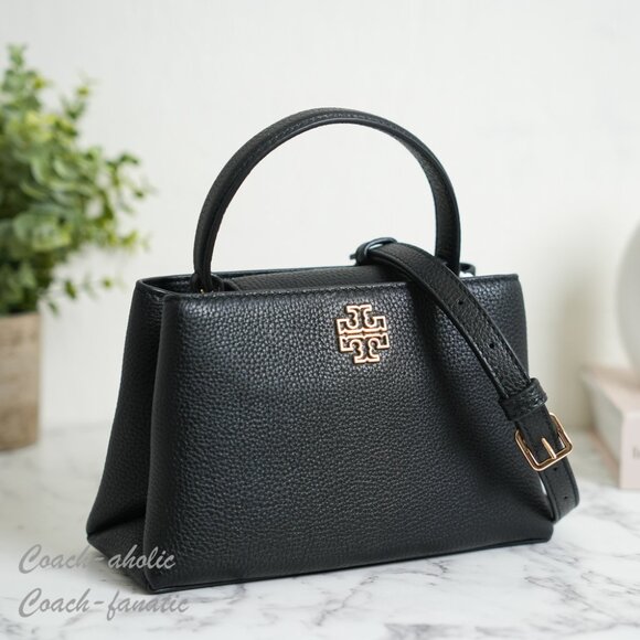 NWT Tory Burch Britten Leather Mini Satchel Crossbody & Wallet in Black *SET* - Picture 8 of 16